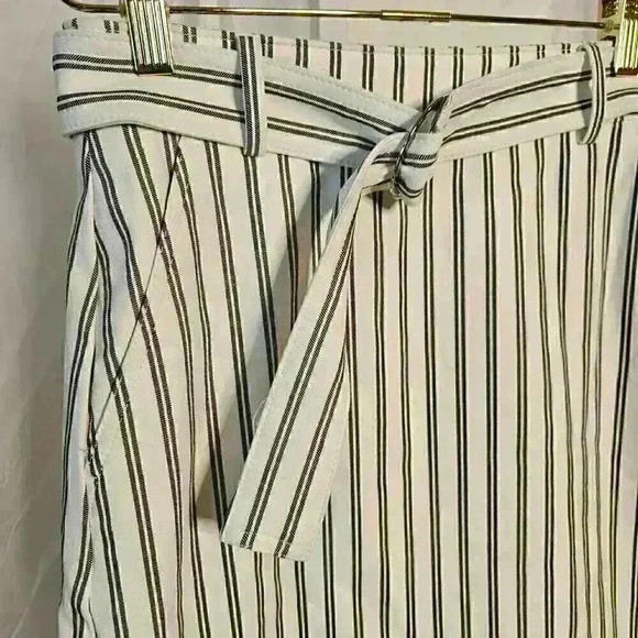 Ann Taylor Petites Size 0P Black and White Striped Skirt with Belt/Pockets - Picture 3 of 5